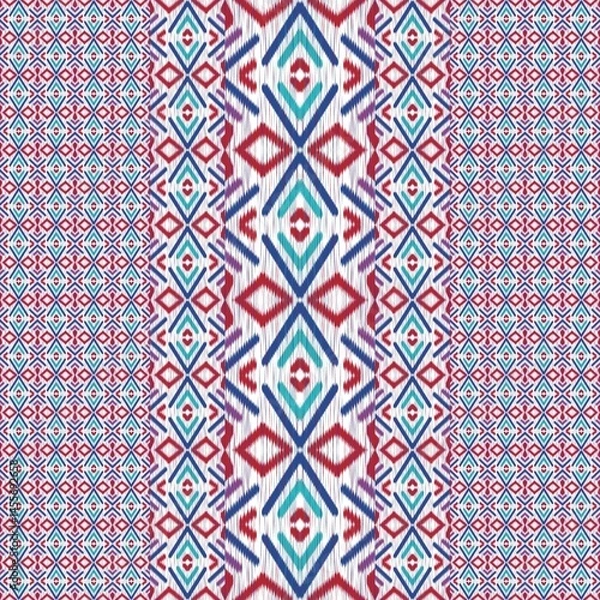Fototapeta Abstract Ethnic Art, Ikat Seamless Patterns, Fabric Patterns, Fabric Patterns Consist of Delicate Lines, Folk Fabric Patterns, Covers, Folk Patterns, Wallpaper, Carpet Design, Prints, Wraps.