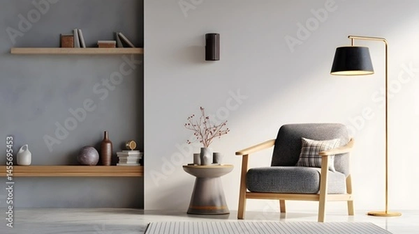 Fototapeta A Harmonious Blend of Textures Colors and Light Creating a Cozy and Inviting Interior Design with Modern Style Concept