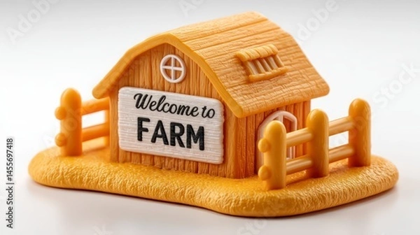Fototapeta Welcome to Farm A Miniature Barn with Rustic Charm and Inviting Signage