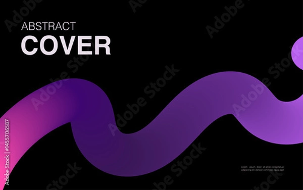 Fototapeta  abstract horizontal banner, with neon gradient abstract free lines 3d  elements  on the black background, cover, wallpaper, web, copy space, template vector illustration