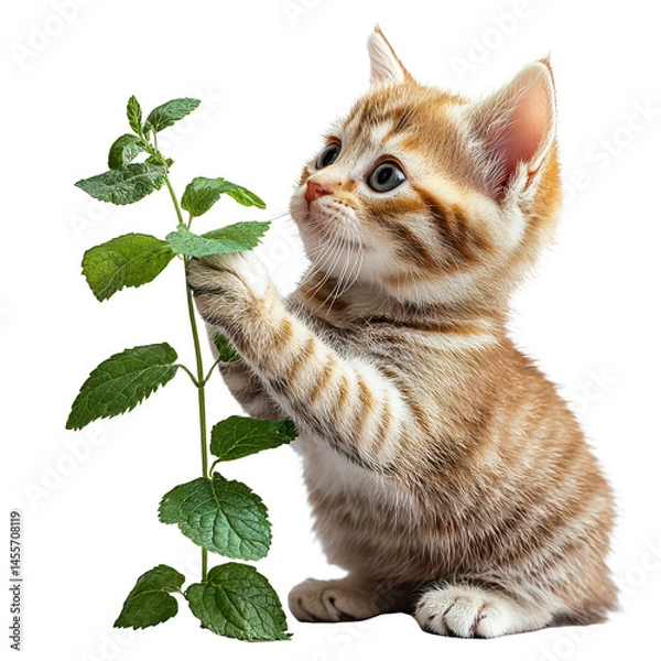 Fototapeta Playful kitten png curiously exploring png inquisitive cat png cute animal png transparent background image