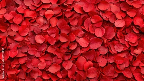 Fototapeta Red background with numerous autumn leaves creating a textured nature backdrop for seasonal themes and designs