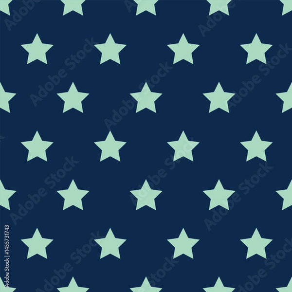 Fototapeta Vector seamless pattern with turquoise stars on a dark blue background