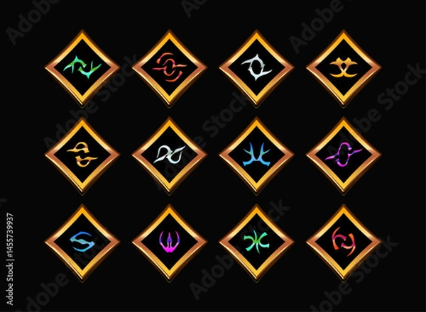 Obraz fantasy sigil magic game icon spell pack set