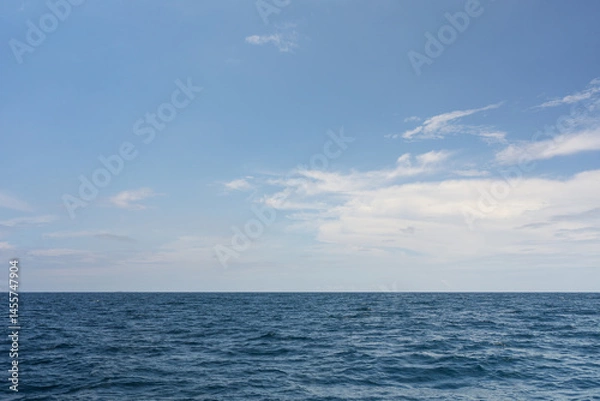 Obraz Side view from boat in Indian ocean sailing between Seychelles islands in daytime