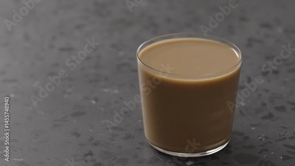 Obraz milk coffee in glass on concrete countertop