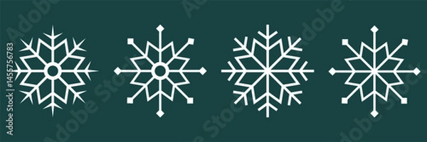 Obraz Snowflake Christmas Icon Set Vector Illustration.