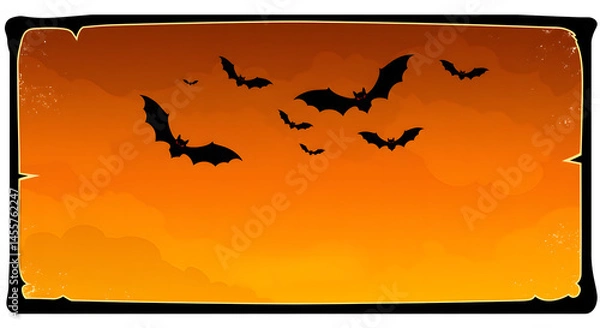 Obraz Bats against an orange sunset for Halloween  