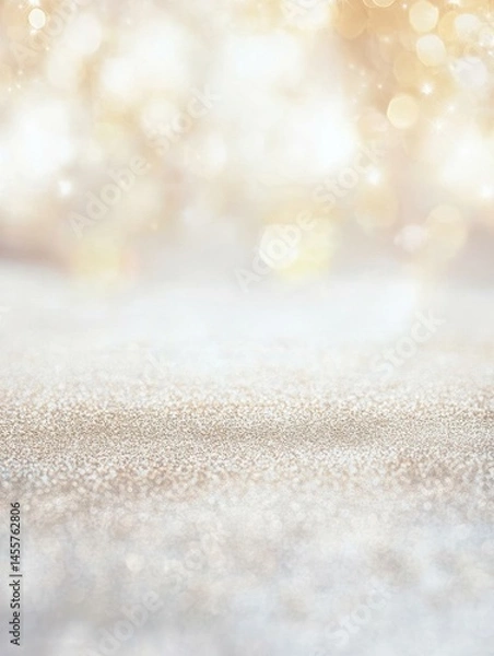 Fototapeta Elegant Gold and White Glitter Background with Bokeh Lights for Festive Occasions and Celebrations