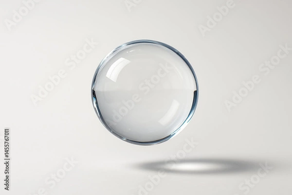 Obraz Single transparent clear bubble floating midair isolated round glossy shiny sphere water drop soap minimal clean abstract simple concept