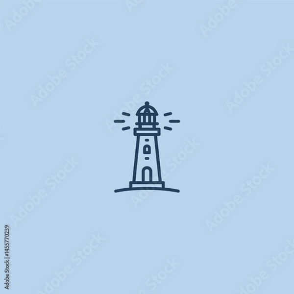 Fototapeta Lighthouse logo in minimalist and clean line art style.