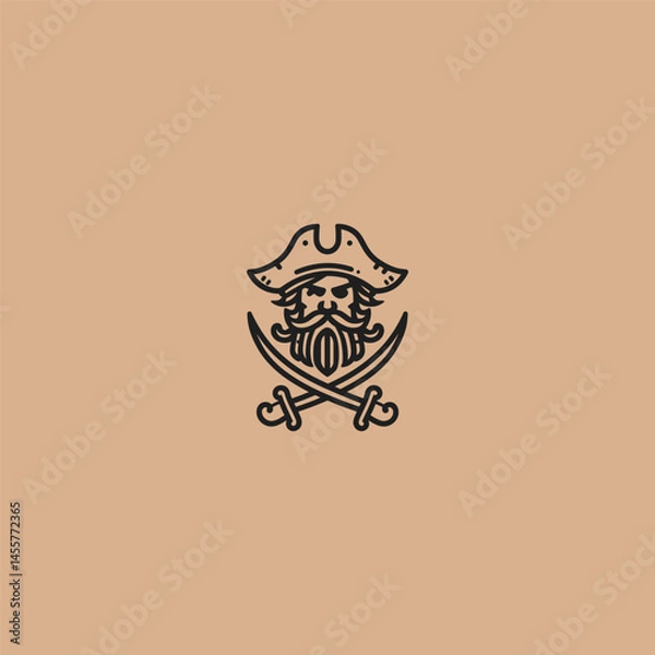 Fototapeta Pirate logo in bold and simple iconic design.