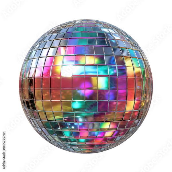 Fototapeta Vibrant Disco Ball: A Celebration of Light and Reflection , isolated on white background