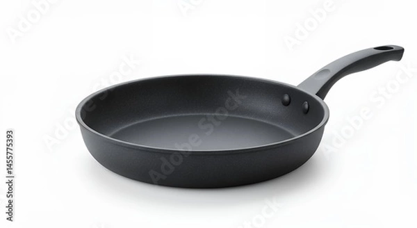 Fototapeta Isolated black frying pan with handle against white background
