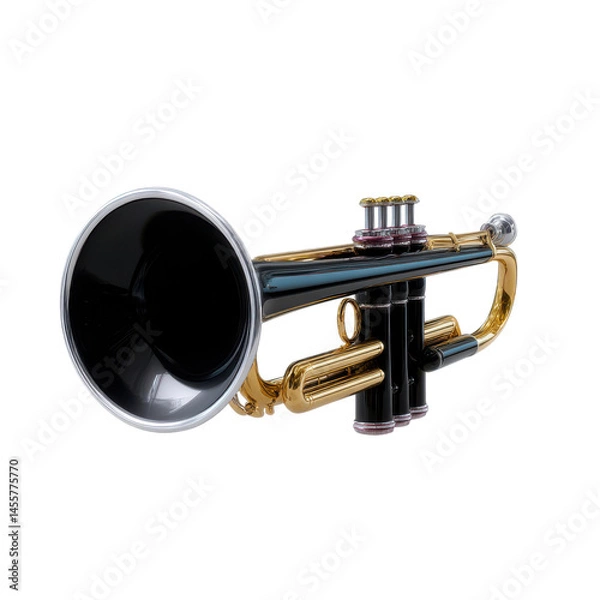 Obraz Elegant trumpet with jazz wave design isolated as a representation of soulful music and artistic expression in performance.