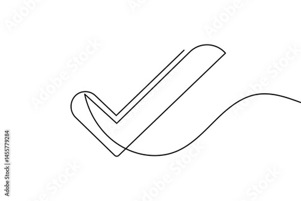 Obraz Check mark icon continuous one line drawing and minimalist style isolate outline vector