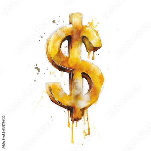 Obraz Golden dollar sign with paint drips.
