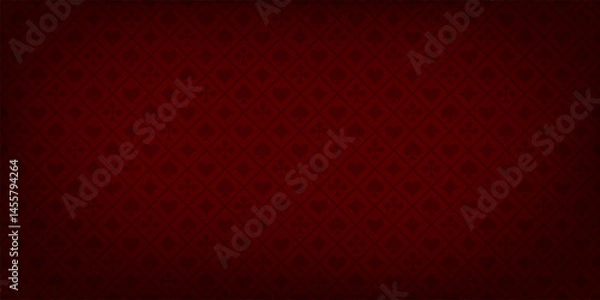 Fototapeta Poker red table background. Casino pattern. Realistic playing field for game blackjack. UI interface element. Vector illustration.