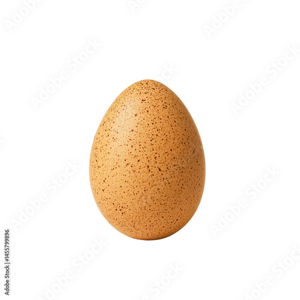 Fototapeta single brown speckled egg stands upright against plain transparency background, showcasing its smooth texture and natural color. This evokes sense of simplicity and nature