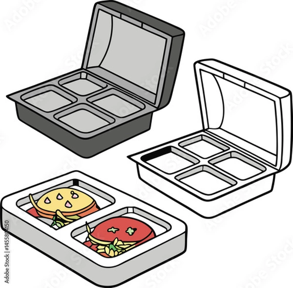 Obraz Japanese box lunch, illustration
