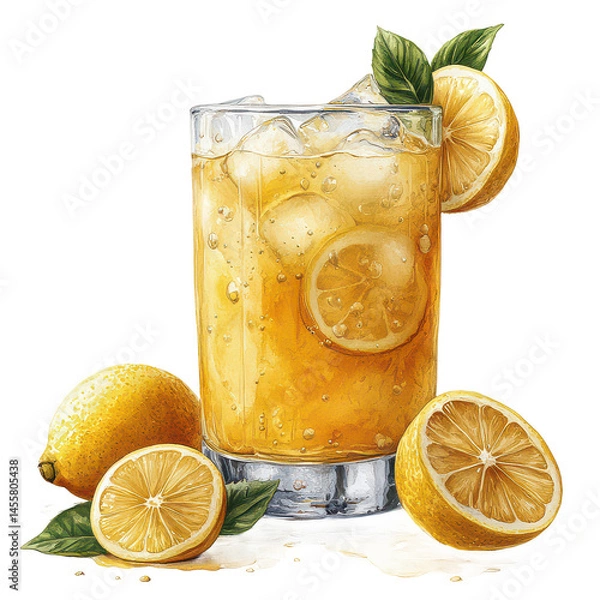 Fototapeta Lemonade png fresh lemonade png lemon drink png cold beverage png citrus drink png summer drink png refreshing lemonade png lemon juice png transparent background image