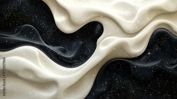 Fototapeta A dynamic abstract artwork featuring swirling lines and shapes in contrasting shades of black and white.