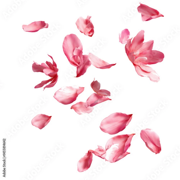 Fototapeta Delicate Pink Flower Petals Falling , isolated on white background PNG cut out