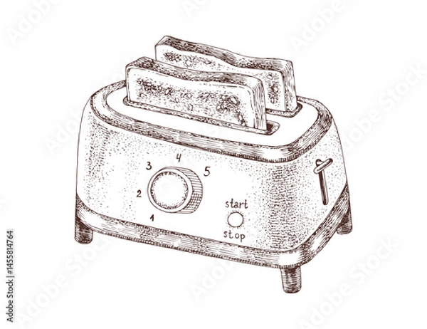 Fototapeta Toaster hand drawn vector illustration