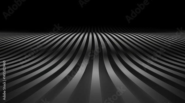 Obraz A black and white abstract image with a wave-like pattern.
