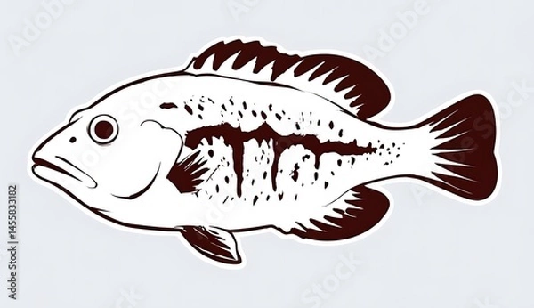 Fototapeta A fish sticker depicting a grouper with a large mouth and head, highlighting its unique characteristics.