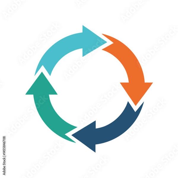 Fototapeta Colorful circle arrow diagram illustrating processes and cycles with four stages