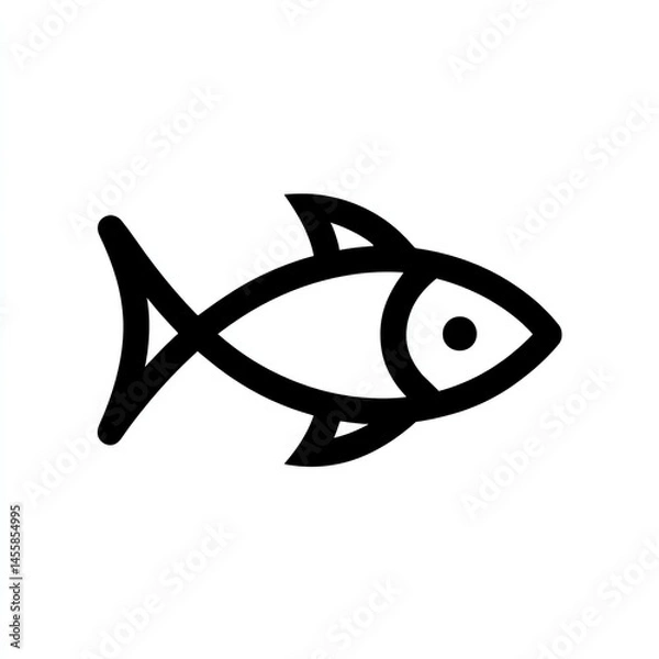 Fototapeta Elegant Black Line Art Fish Icon on White Background. Simple and Clean Design Perfect for Various Applications.