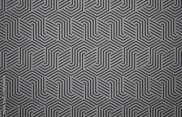 Fototapeta Abstract geometric pattern with stripes, lines. Seamless vector background. Gray and black ornament. Simple lattice graphic design