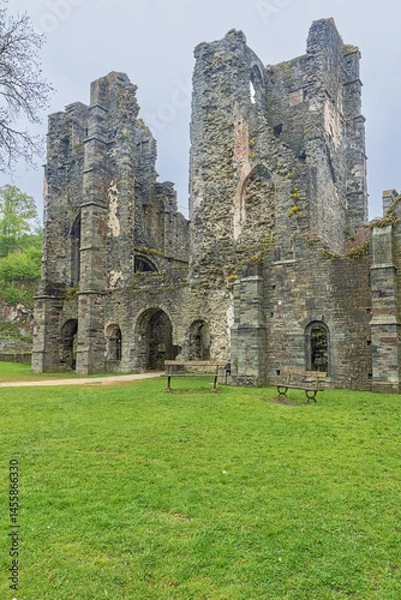 Fototapeta The entrance of the church in the ruins of Villers Abbey, the remains of a Cistercian abbey abandoned in 1796