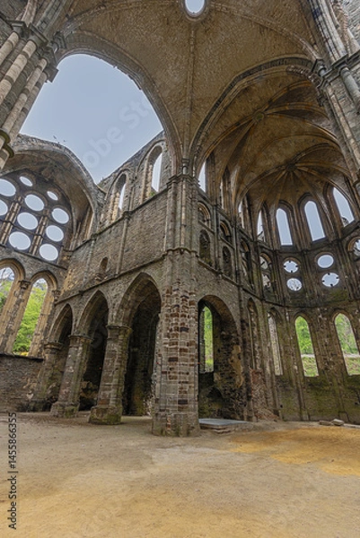 Fototapeta The apse and the crossing in the church in the ruins of Villers Abbey, the remains of a Cistercian abbey abandoned in 1796