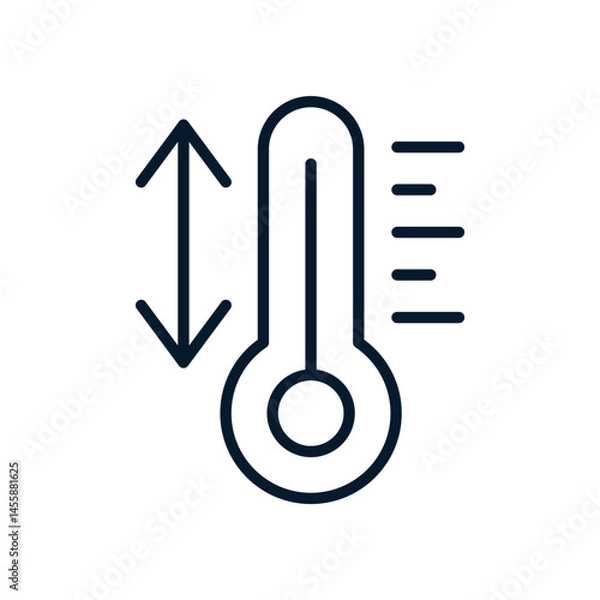 Fototapeta Temperature regulation concept. Vector linear icon isolated on white background.