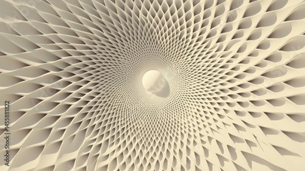 Obraz A 3D rendering of a geometric pattern in a beige color.
