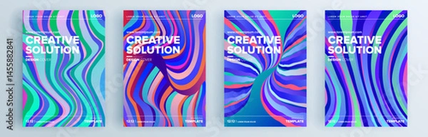 Fototapeta Modern abstract covers set, minimal covers design. Colorful geometric background, vector illustration.