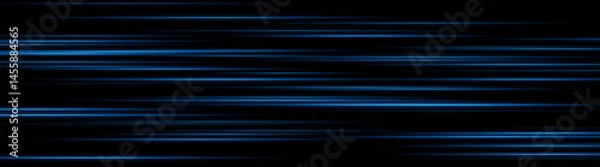 Obraz Glowing Blue light trails creating layered motion blur on dark background. Perfect for futuristic UI, digital speed elements, or sci-fi data animations.