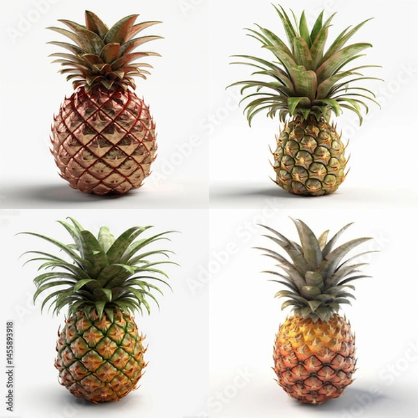 Obraz Four digital illustrations of pineapples in various hues.