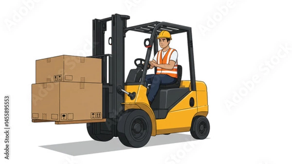 Fototapeta A_FORKLIFT_OPERATOR_OPERATING_FORKLIFTS_MATERIAL_HANDLING