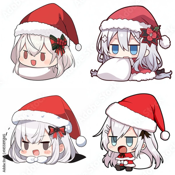 Obraz Four stylized christmas-themed digital characters.