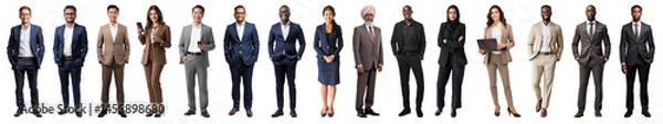 Fototapeta PNG Diverse professionals in formal attire, element set on transparent background