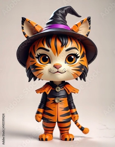Obraz Featuring Chibi witch tiger, high quality