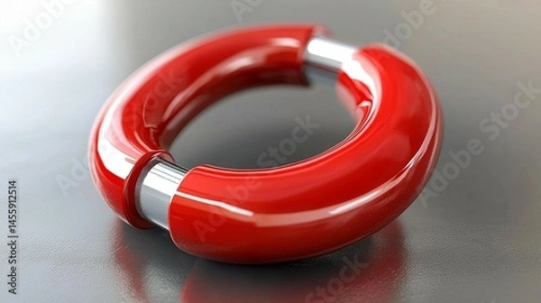 Obraz Red Torus with Silver Connectors, abstract , geometry