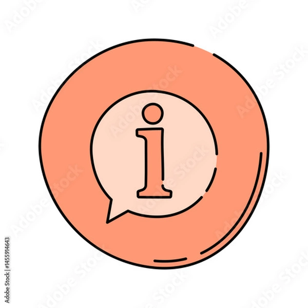 Fototapeta Info Icon Doodle style, circle with information symbol, suitable for details, help sections, or info prompts.