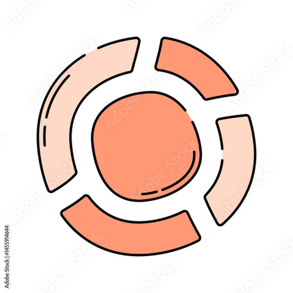 Fototapeta Circular Chart Doodle style, segmented round chart, suitable for showing portions or percentage-based information.
