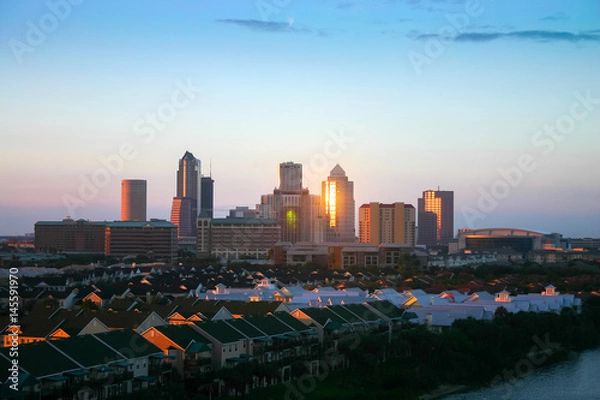 Obraz Tampa city skyline, panoramic view at sunset