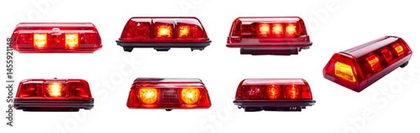 Fototapeta Assorted Emergency Vehicle Light Designs in Bright Red Color