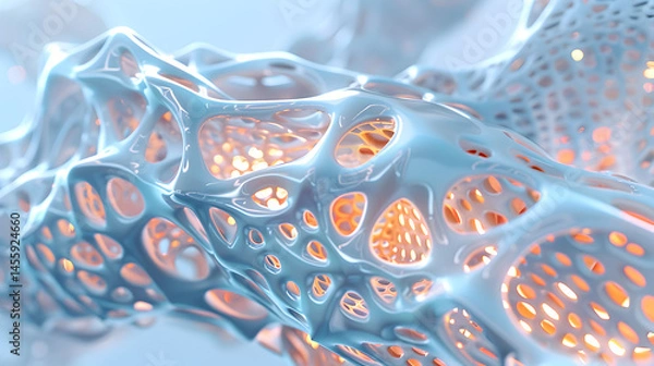 Fototapeta Abstract science visualization studio dynamic 3d animation of organic forms